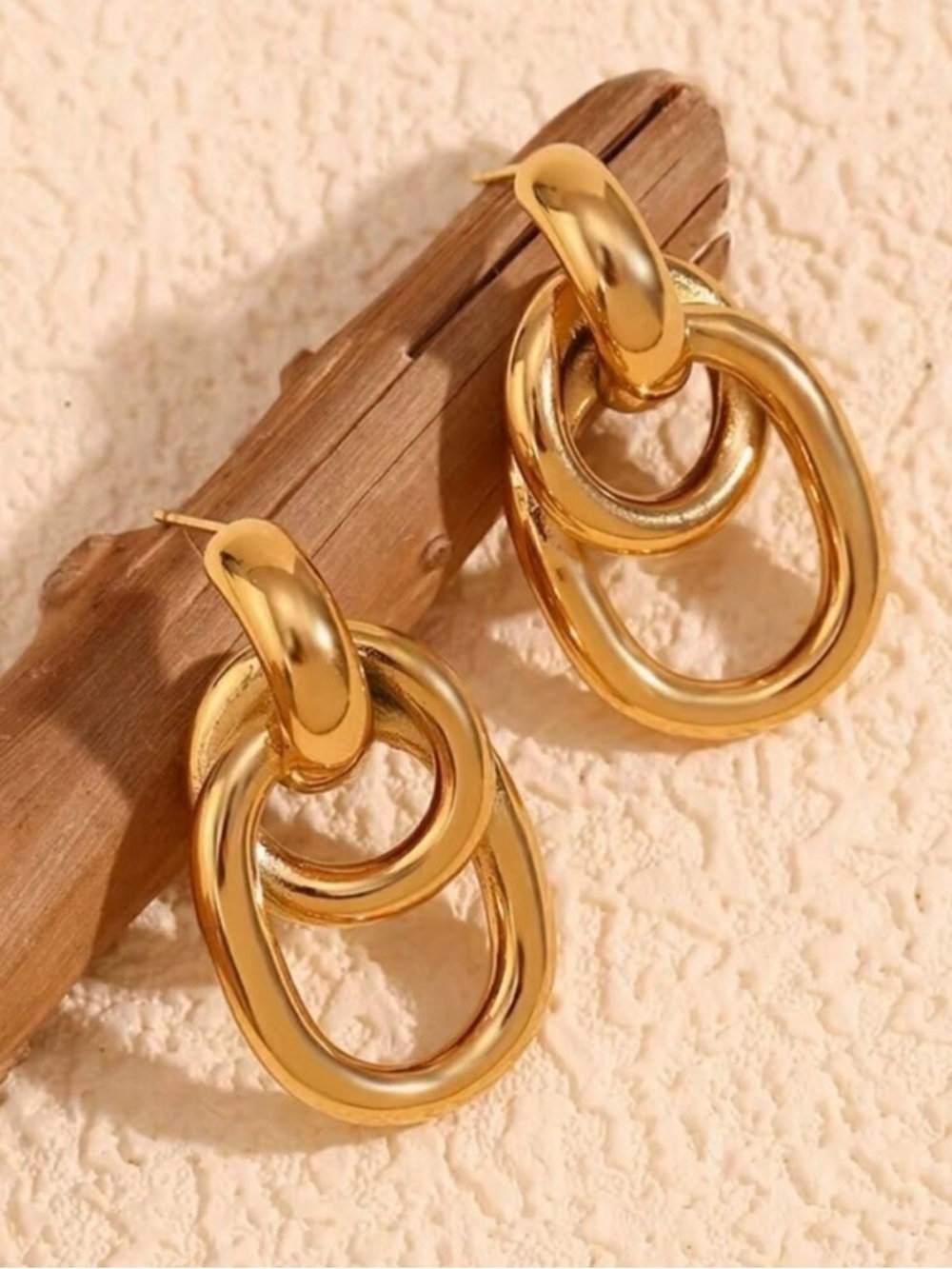 NEW Chunky Geometric Drop Earrings 18K Gold Plated Minimalist Statement